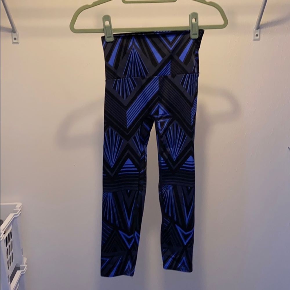 K-DEER Capri leggings blue and black geometric